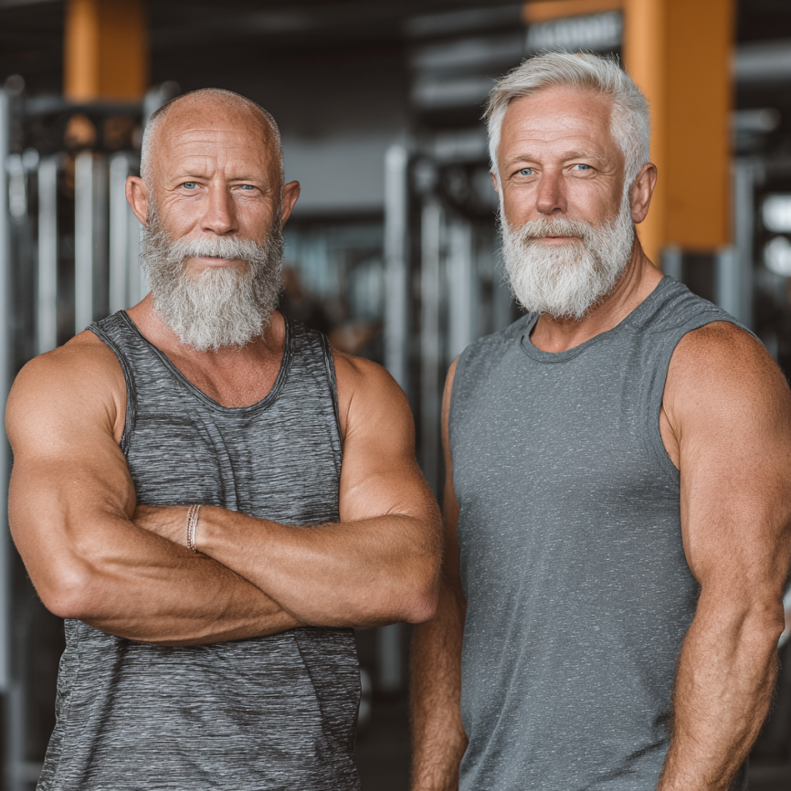 Възрастни хора правят упражнения